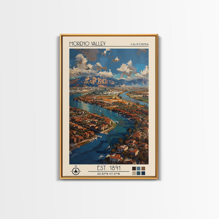 Moreno Valley Travel Poster, Framed Canvas Print, City Travel Poster, Travel Wall Decor, Poster Art, Travel Prints, Gallery Wall Set