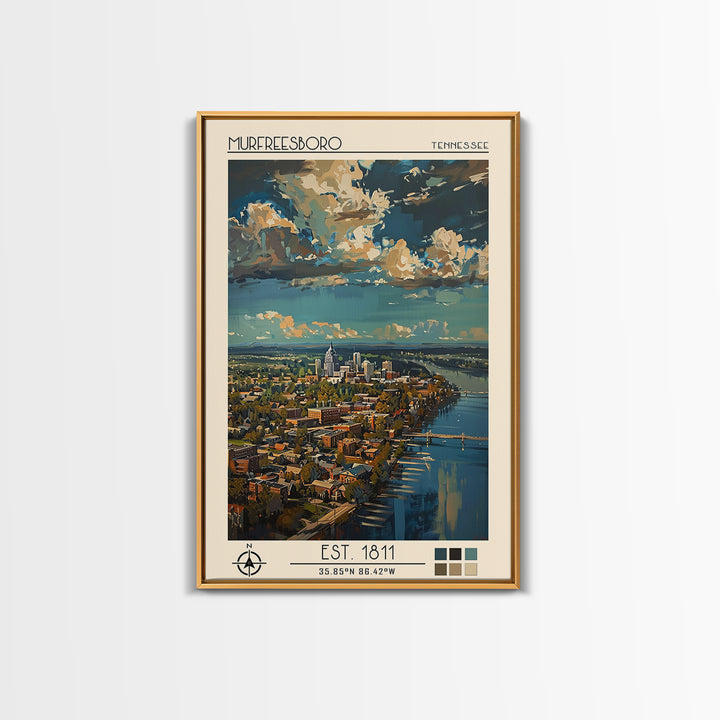 Murfreesboro Travel Poster, Canvas Print, Poster Print, Travel Wall Art, Vintage Travel Art, Living Room Wall Art, City Illustration