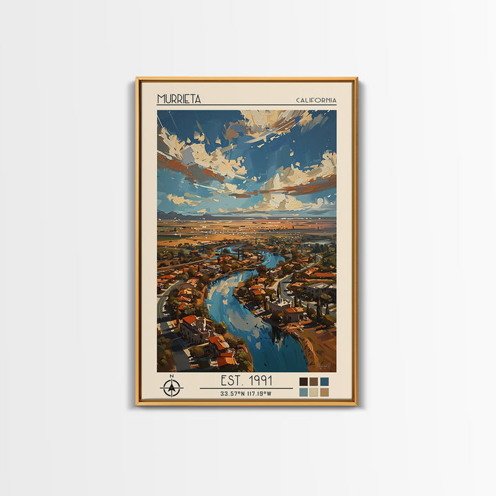 Murrieta Travel Poster, Canvas Print, Retro Wall Art, Travel Print, City Illustration, City Travel Poster, Art Print, Vintage Poster