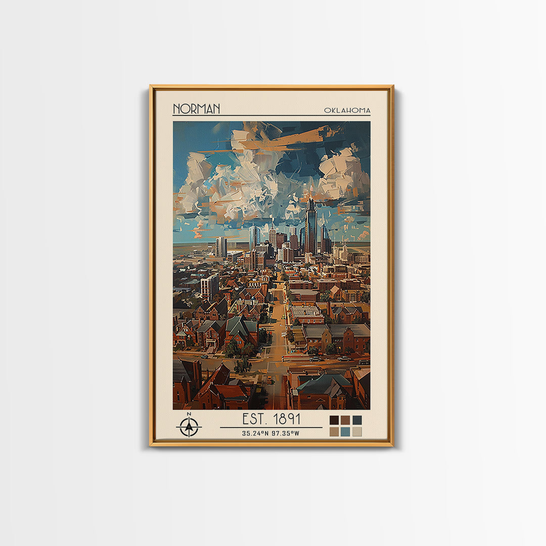 Norman Travel Poster, Framed Canvas Print, Vintage Travel Print, City Wall Art, Vintage Posters, Travel Wall Art, Retro Travel Print