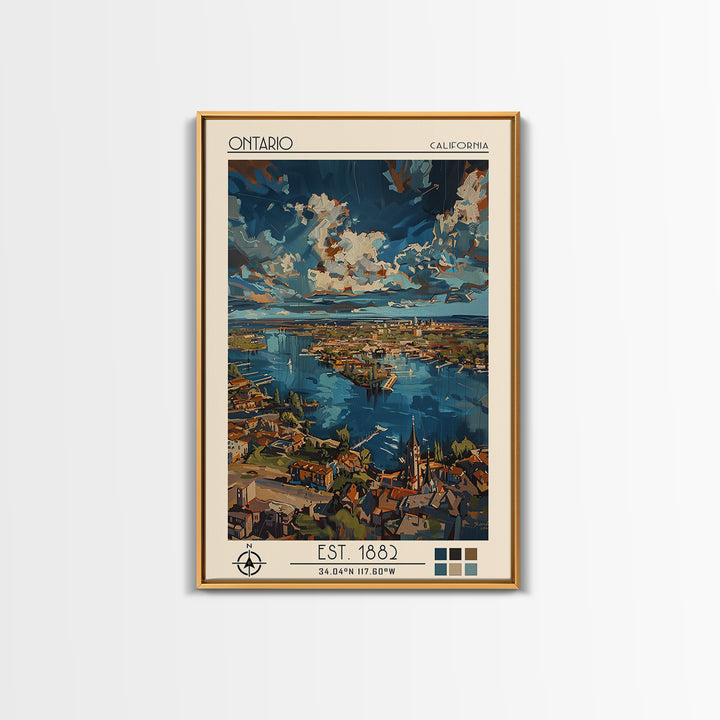 Ontario Travel Poster, Framed Canvas Print, Poster Print, Travel Wall Art, Art Print, Wall Art, Travel Wall Decor, City Illustration
