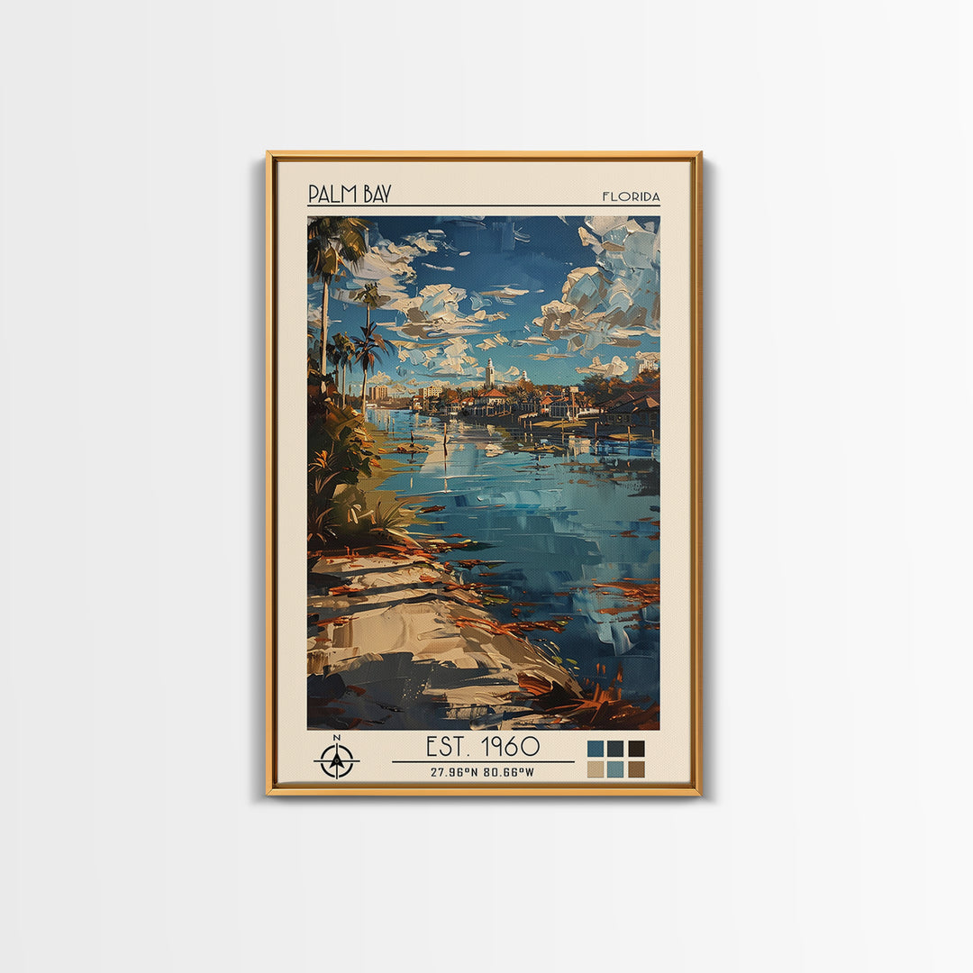 Palm Bay Travel Poster, Canvas Print, City Art Print, Travel Wall Art, Travel Prints, Minimalist Poster, Poster Art, Wanderlust Gift