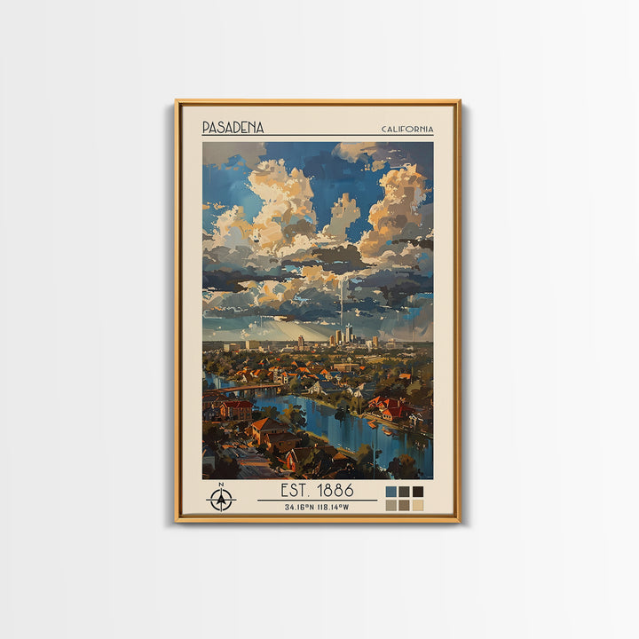 Pasadena Texas Travel Poster, Framed Canvas Print, Poster Print, Travel Wall Art, Retro Travel Poster, Art Print, City Travel Poster