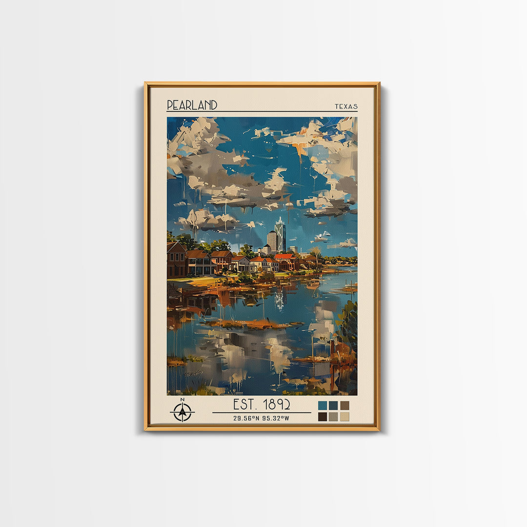 Pearland Travel Poster, Framed Canvas Print, City Travel Poster, Vintage City Poster, Vintage Poster, Travel Wall Art, Travel Prints