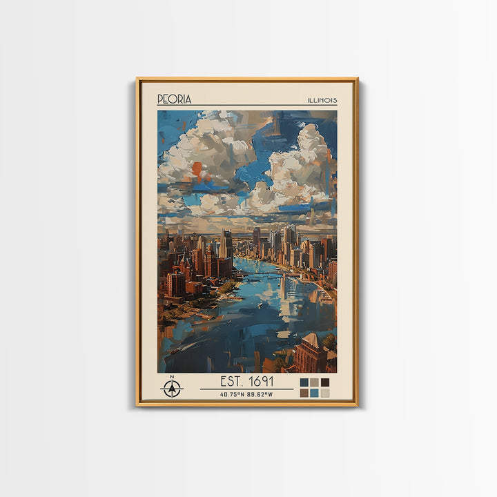 Peoria Illinois Travel Poster, Canvas Print, Vintage Travel Print, City Wall Art, Vintage Poster, Vintage Travel, Vintage Travel Art