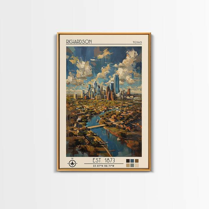 Richardson Travel Poster, Canvas Print, City Travel Poster, Vintage City Poster, Travel Art Print, Fine Art Print, Minimalist Poster