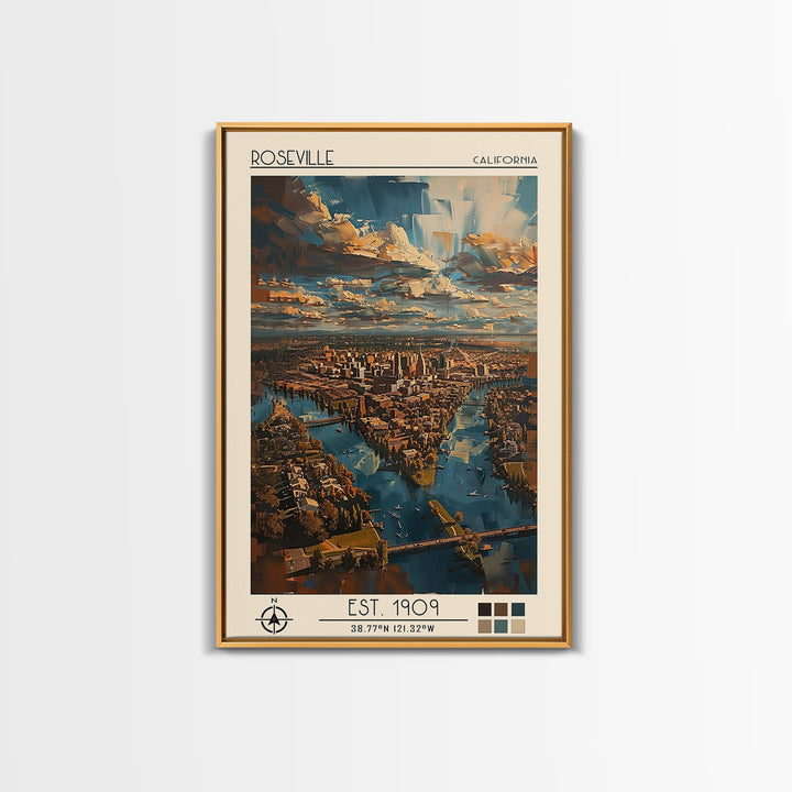 Roseville Travel Poster, Canvas Print, City Art Print, Travel Wall Art, Mid Century Wall Art, Travel Posters, Wall Art, Travel Print