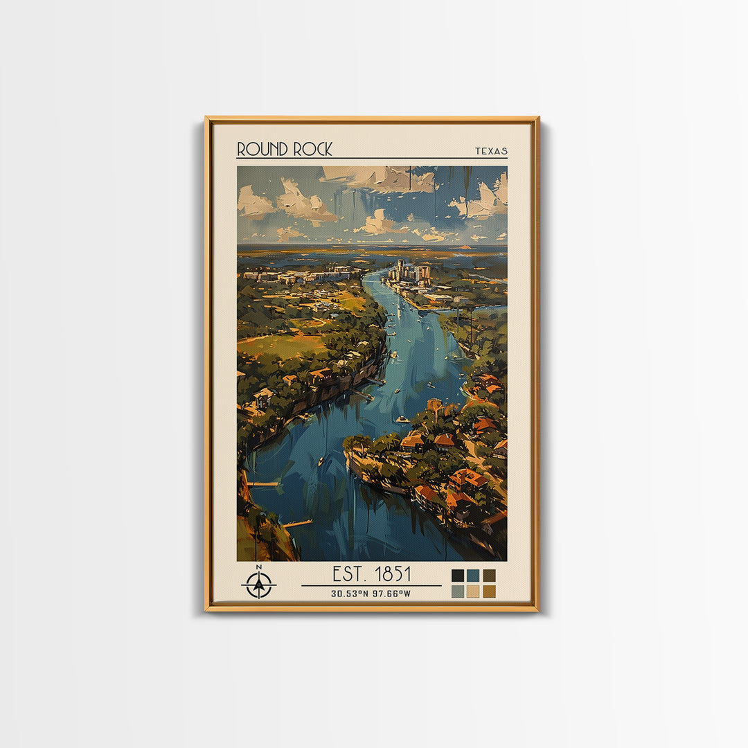 Round Rock Travel Poster, Canvas Print, Travel Prints, Landscape Art, Colorful Wall Art, Poster Print, Poster Art, Travel Wall Decor