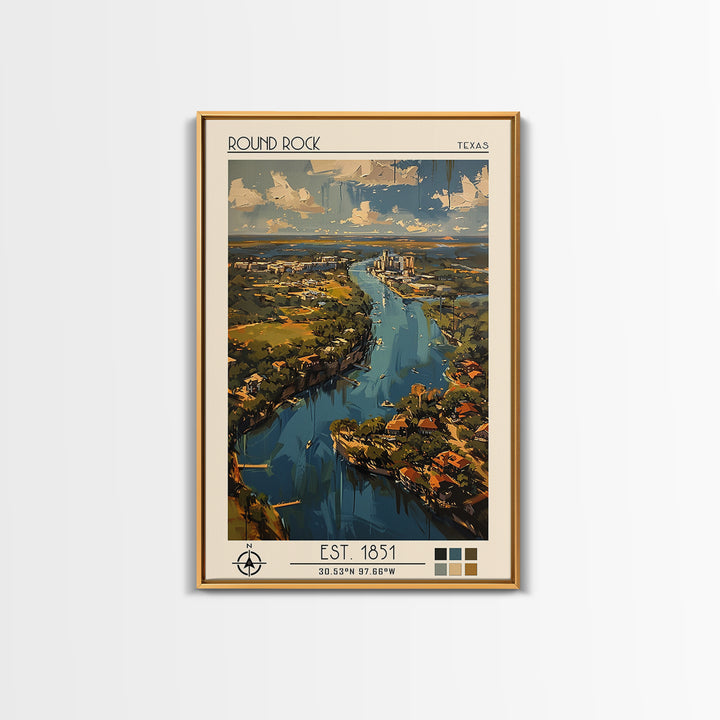 Round Rock Travel Poster, Canvas Print, Travel Prints, Landscape Art, Colorful Wall Art, Poster Print, Poster Art, Travel Wall Decor