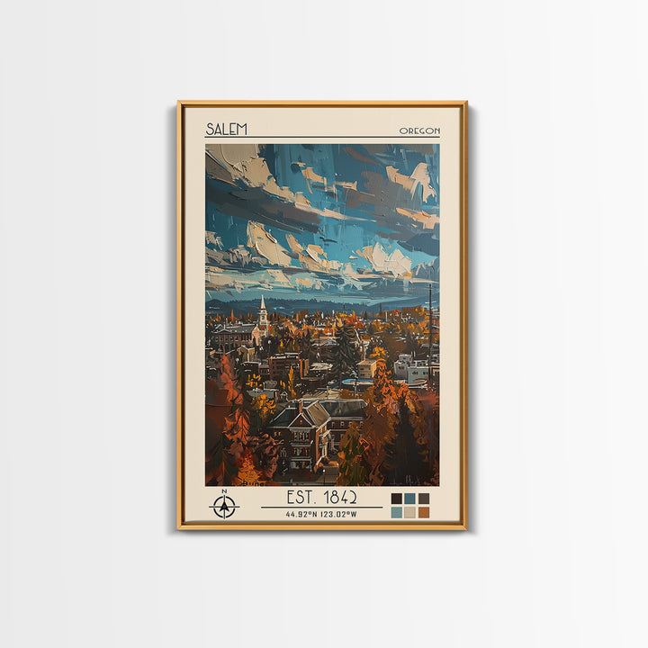 Salem Travel Poster, Canvas Print, City Travel Poster, Travel Wall Art, Living Room Wall Art, Gallery Wall Set, Vintage Travel Print