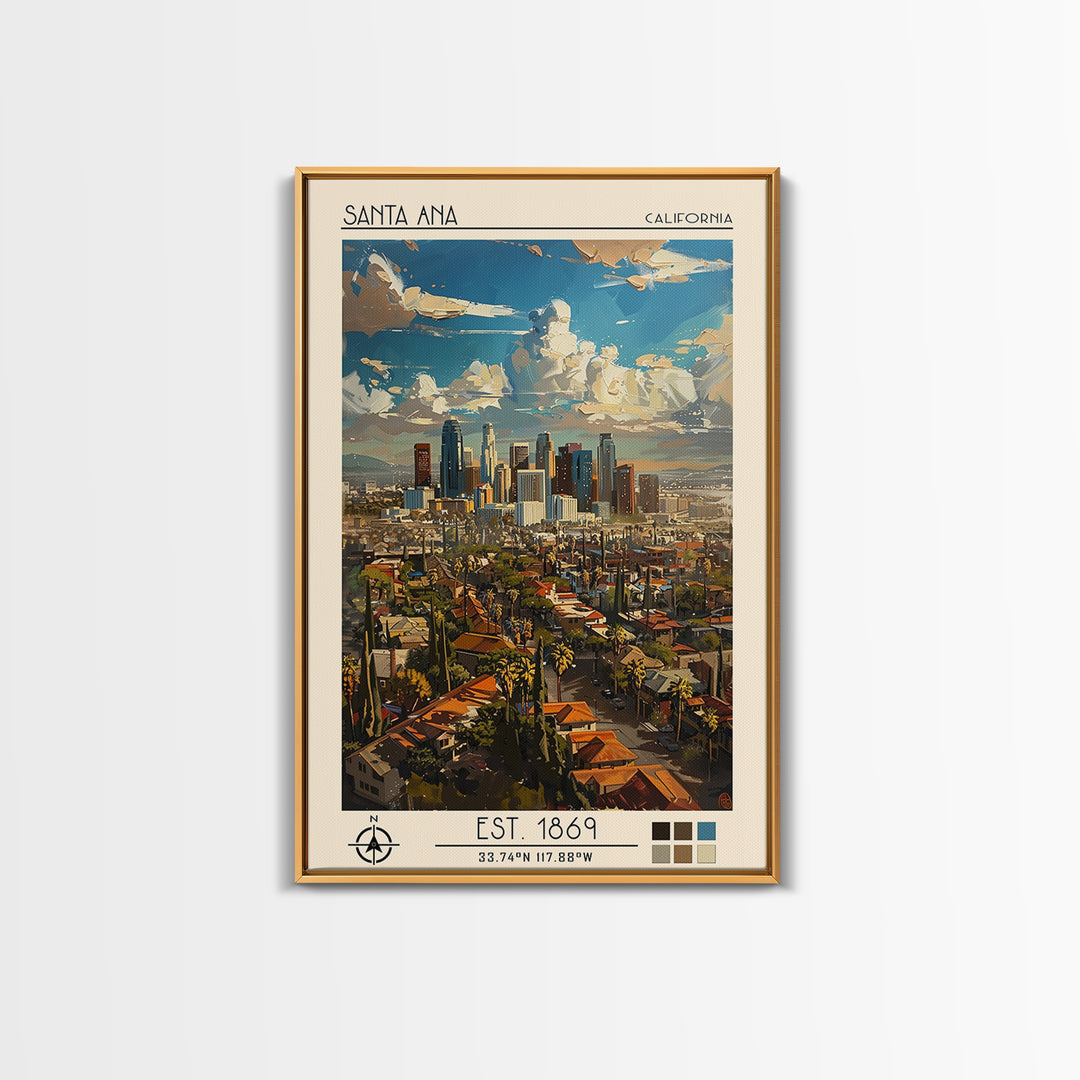 Santa Ana Travel Poster, Framed Canvas Print, City Art Print, Travel Wall Art, Wanderlust Gift, Vintage Travel Print, Vintage Poster