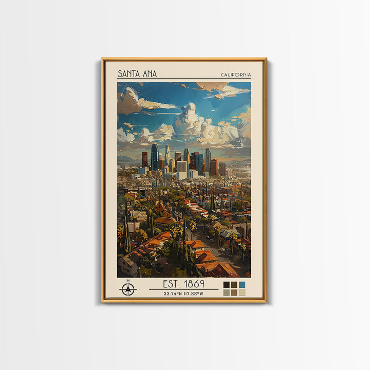 Santa Ana Travel Poster, Framed Canvas Print, City Art Print, Travel Wall Art, Wanderlust Gift, Vintage Travel Print, Vintage Poster