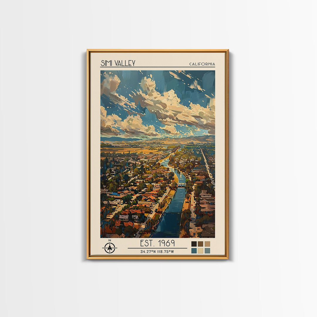 Simi Valley Travel Poster, Framed Canvas Print, City Art Print, Travel Wall Art, Living Room Wall Art, Retro Travel Poster, Wall Art