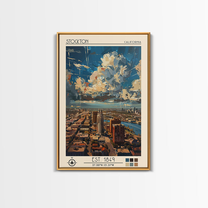 Stockton Travel Poster, Canvas Print, Travel Art Print, Modern Wall Decor, Travel Prints, City Wall Art, Landscape Art, Travel Decor