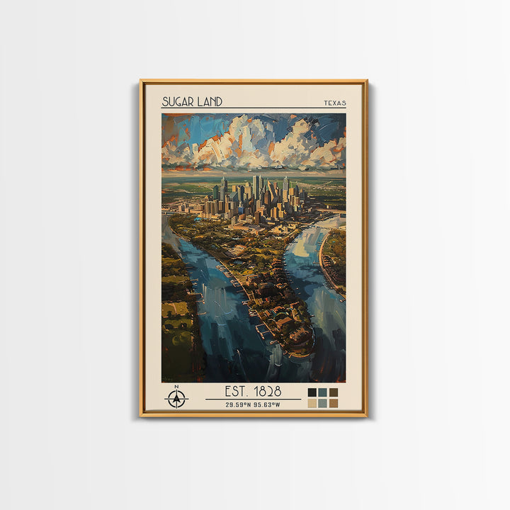 Sugar Land Travel Poster, Canvas Print, City Travel Poster, Travel Wall Decor, Art Print, Landscape Art, Travel Wall Art, Poster Art