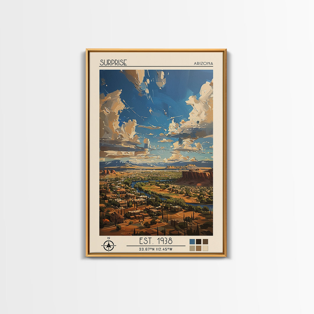 Surprise Travel Poster, Canvas Print, Travel Prints, Landscape Art, Vintage City Poster, Travel Print, Wall Art, Retro Travel Poster