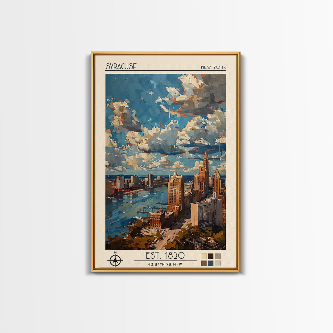 Syracuse Travel Poster, Framed Canvas Print, Vintage Travel Print, City Wall Art, Travel Print, Vintage Travel, Living Room Wall Art