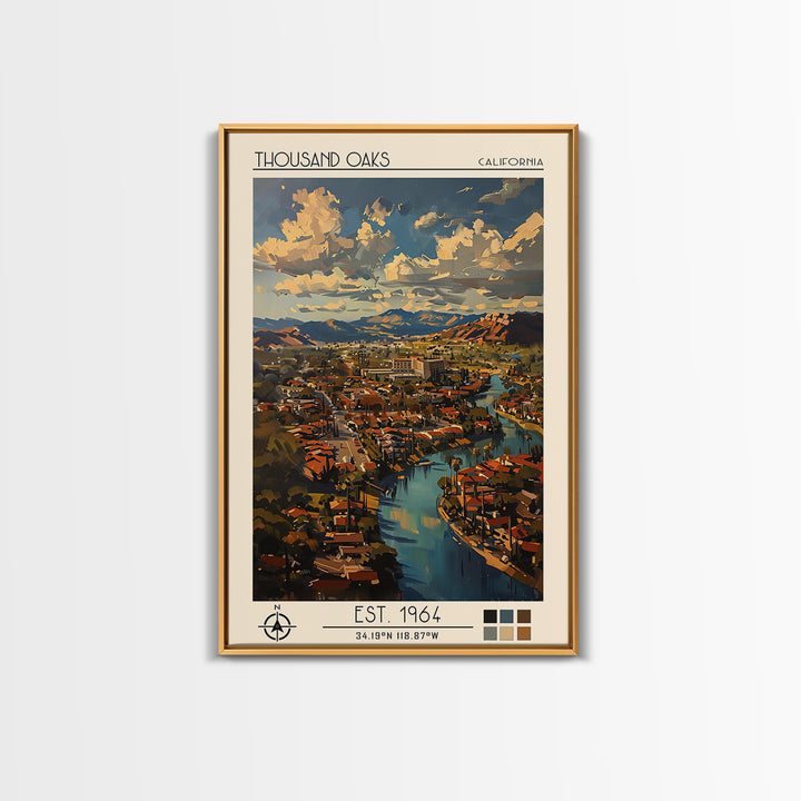 Thousand Oaks Travel Poster, Framed Canvas Print, City Travel Poster, Travel Wall Art, Landscape Art, Travel Posters, Vintage Poster
