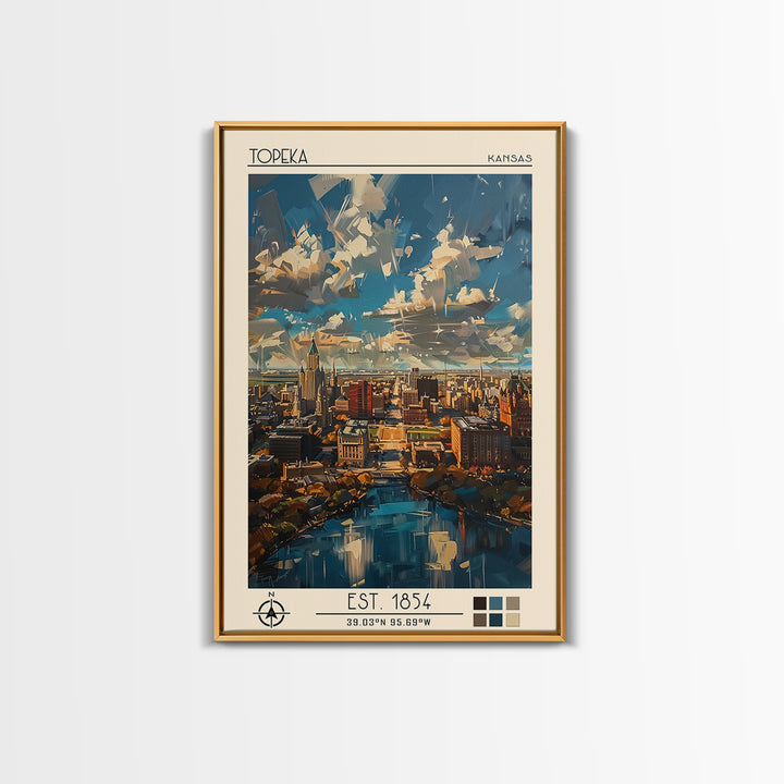 Topeka Travel Poster, Framed Canvas Print, City Travel Poster, Travel Wall Decor, Fine Art Print, Poster Art, Wall Art, Travel Print