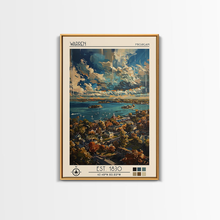 Warren Travel Poster, Framed Canvas Print, Retro Wall Art, Travel Print, Poster Art, Wanderlust Gift, Travel Decor, Gallery Wall Set