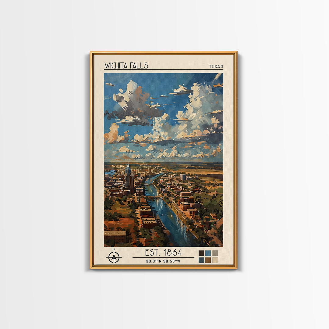 Wichita Falls Travel Poster, Canvas Print, City Travel Poster, Vintage City Poster, Vintage Poster, Travel Art Print, Travel Posters