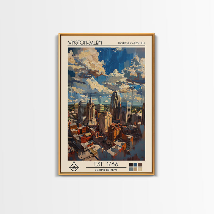 Winston-Salem Travel Poster, Canvas Print, City Art Print, Travel Wall Art, City Travel Poster, Home Office Decor, Travel Wall Decor