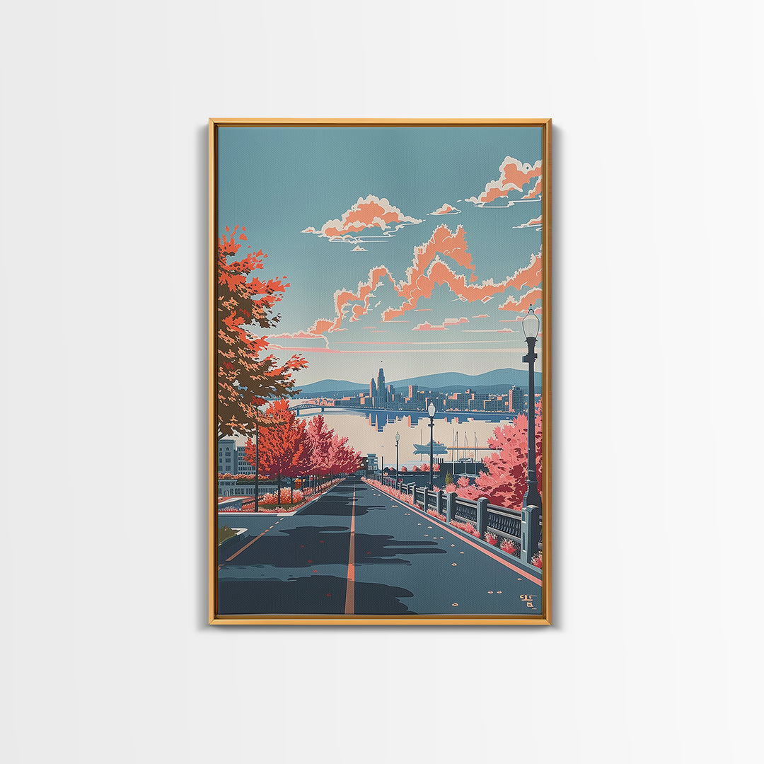 Albany Travel Poster, Framed Canvas Print, Retro Wall Art, Travel Print, Modern Wall Decor, Travel Wall Art, Wall Art, City Wall Art