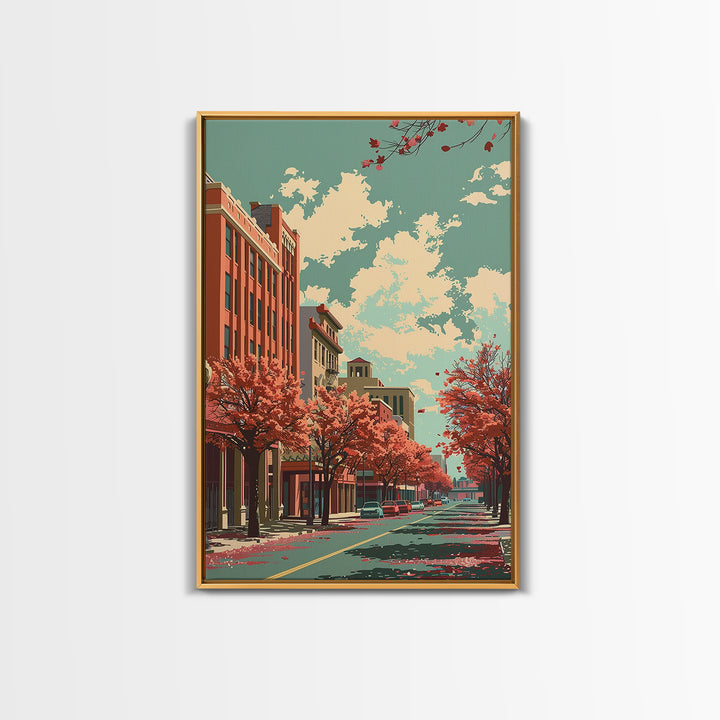 Amarillo Travel Poster, Framed Canvas Print, Retro Travel Poster, City Wall Art, Retro Travel Print, Vintage Travel, Vintage Posters