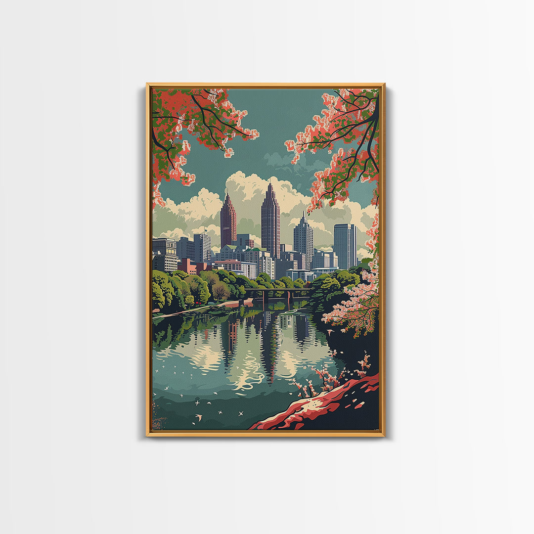 Atlanta Travel Poster, Framed Canvas Print, City Travel Poster, Travel Wall Decor, Travel Decor, Retro Travel Poster, Fine Art Print