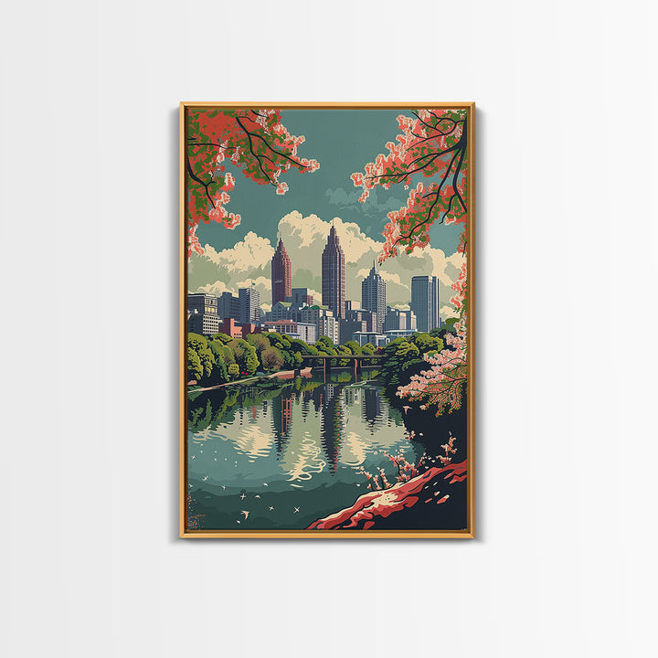 Atlanta Travel Poster, Framed Canvas Print, City Travel Poster, Travel Wall Decor, Travel Decor, Retro Travel Poster, Fine Art Print