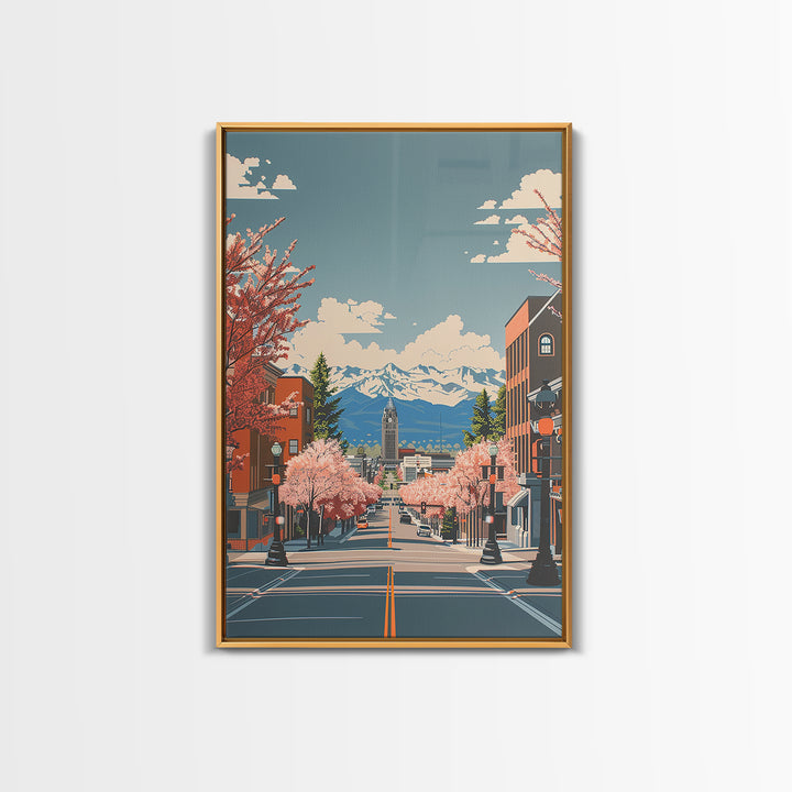 Billings Travel Poster, Framed Canvas Print, Travel Prints, Landscape Art, Living Room Wall Art, Travel Art Print, Home Office Decor