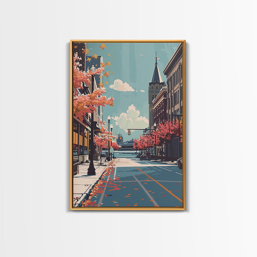 Cedar Rapids Travel Poster, Canvas Print, Travel Wall Art, City Wall Art, Minimalist Poster, City Illustration, Living Room Wall Art