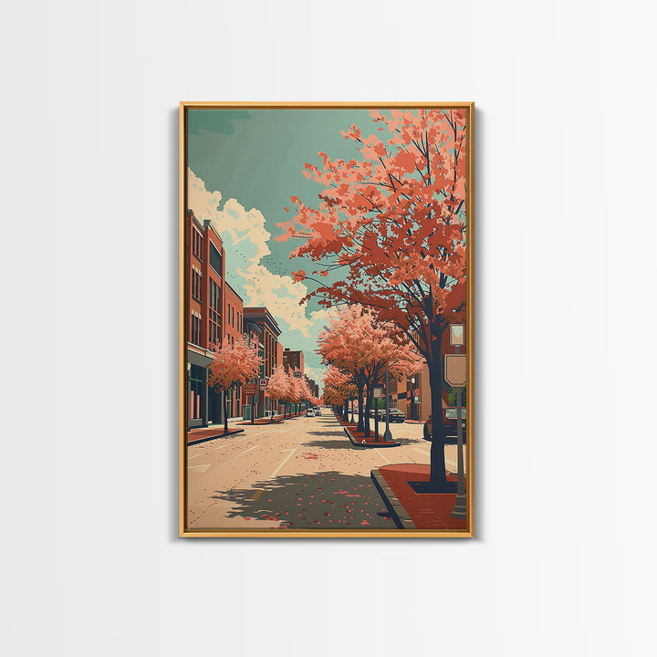 Clarksville Travel Poster, Framed Canvas Print, Travel Prints, Landscape Art, Mid Century Wall Art, Retro Wall Art, Gallery Wall Set