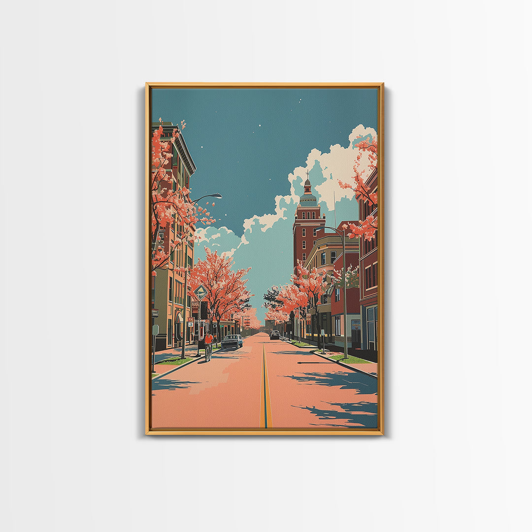 College Station Travel Poster, Framed Canvas Print, Travel Prints, Landscape Art, Living Room Wall Art, City Art Print, Travel Decor