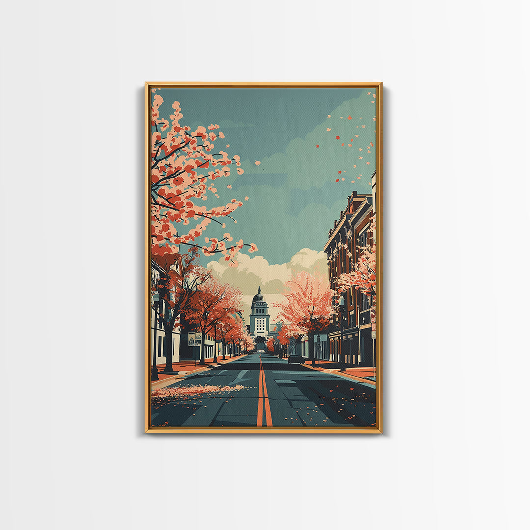 Columbia Missouri Travel Poster, Canvas Print, Travel Wall Art, City Wall Art, Retro Travel Print, Fine Art Print, Colorful Wall Art