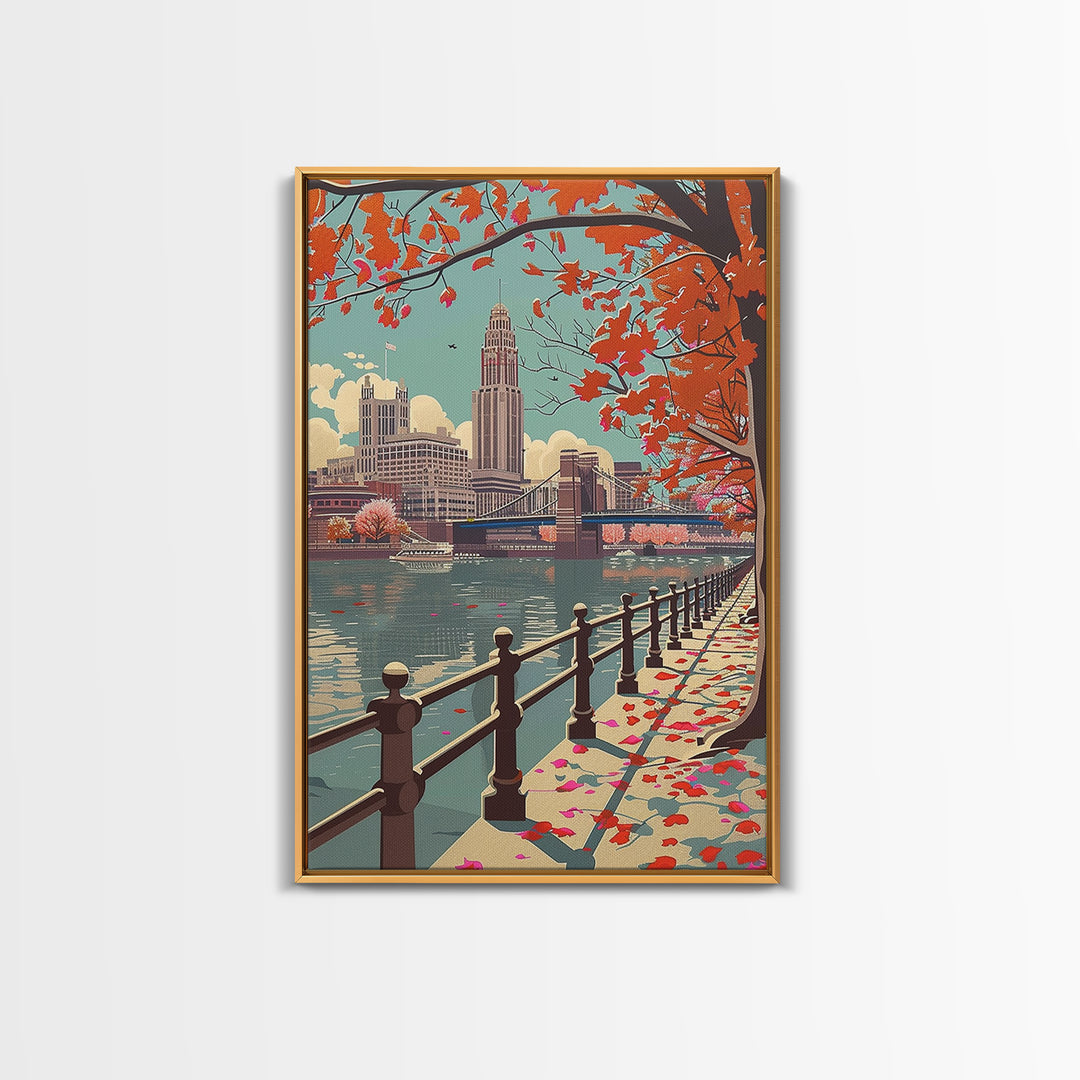 Columbus Travel Poster, Canvas Print, Travel Wall Art, City Wall Art, Travel Prints, Poster Print, Travel Posters, Home Office Decor