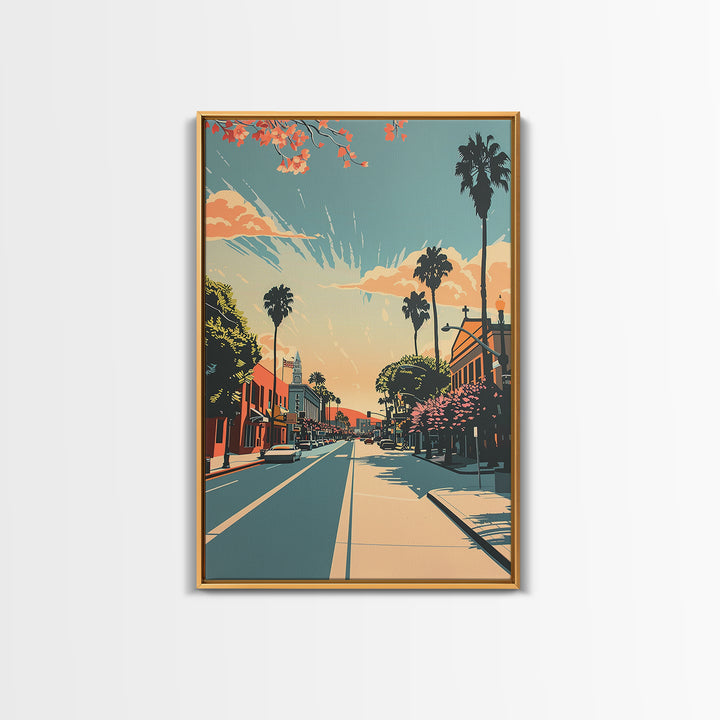 Corona Travel Poster, Framed Canvas Print, City Travel Poster, Travel Wall Art, Watercolor Cityscape, Retro Wall Art, City Art Print