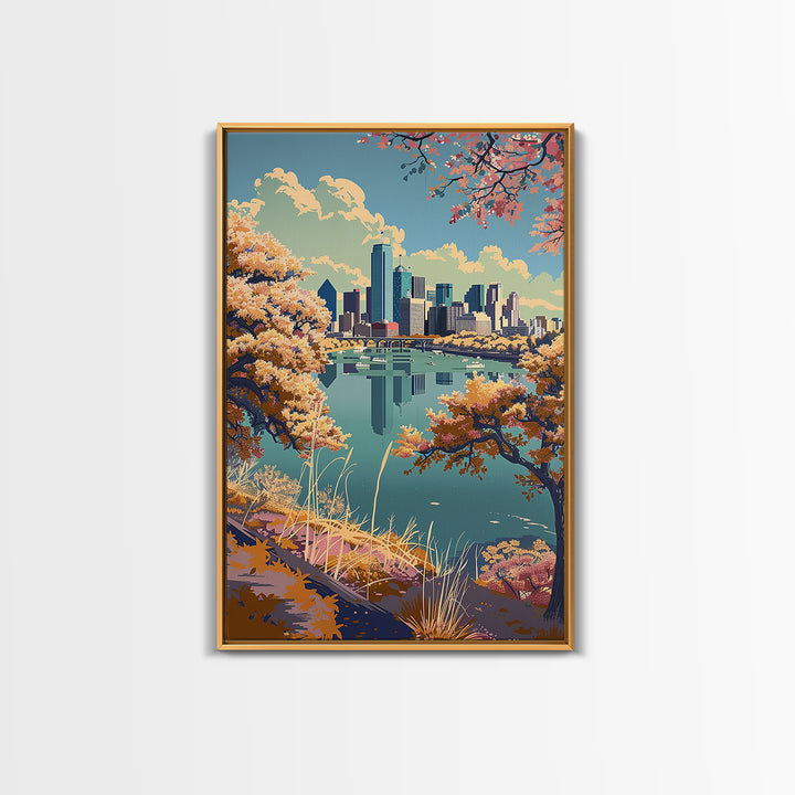 Dallas Travel Poster, Canvas Print, Retro Travel Poster, City Wall Art, Fine Art Print, City Art Print, Art Print, Colorful Wall Art