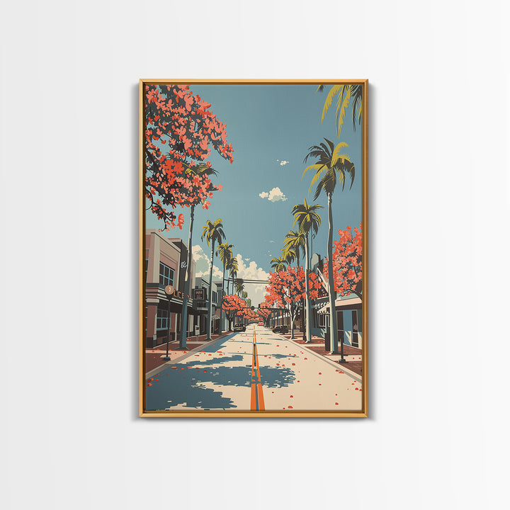 Davie Travel Poster, Framed Canvas Print, Retro Travel Poster, City Wall Art, Retro Travel Print, Wanderlust Gift, City Illustration