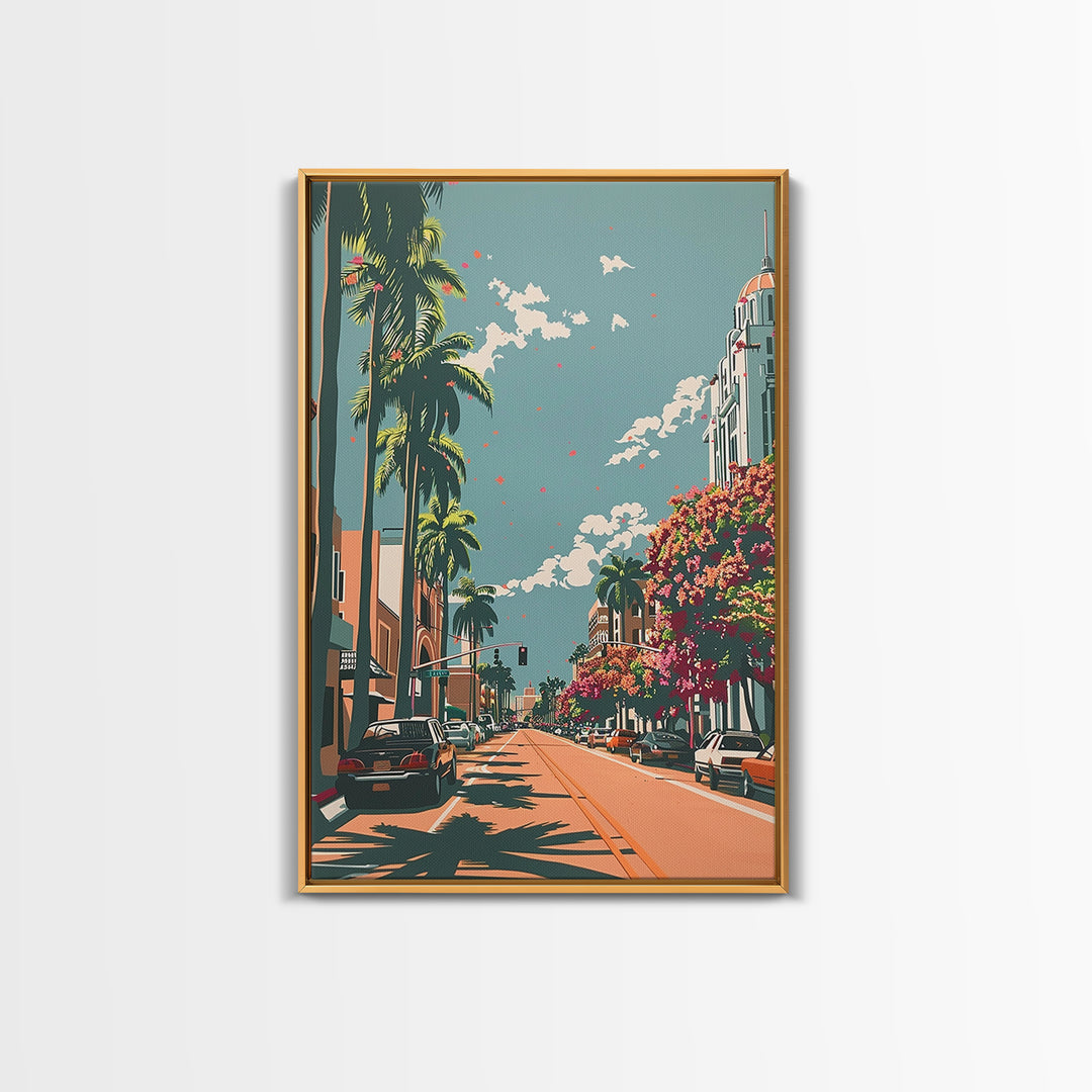 Hollywood Travel Poster, Canvas Print, City Travel Poster, Travel Wall Art, Wanderlust Gift, Minimalist Poster, Living Room Wall Art