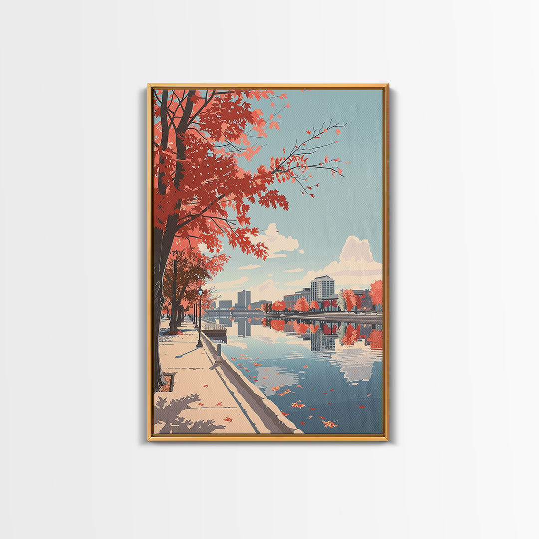 Lansing Travel Poster, Framed Canvas Print, Travel Prints, Landscape Art, Art Print, Gallery Wall Set, Poster Print, Wanderlust Gift