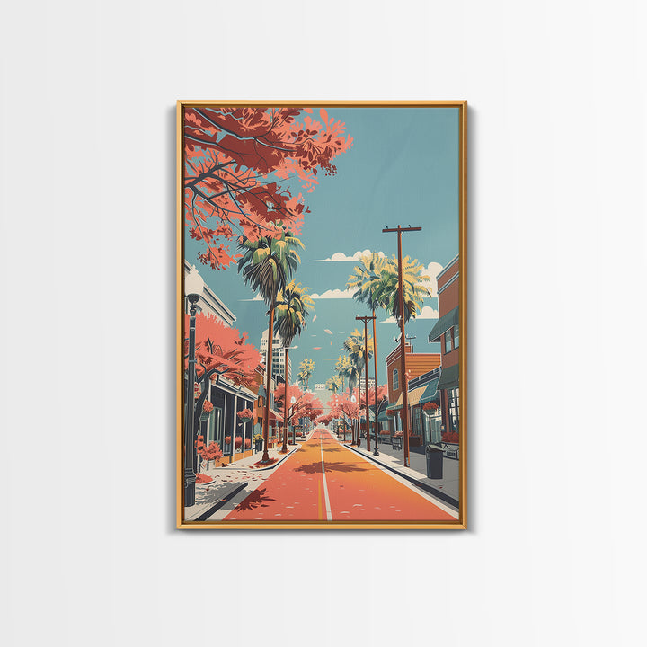 League City Travel Poster, Framed Canvas Print, Travel Prints, Landscape Art, Travel Art Print, Vintage Travel Print, Fine Art Print