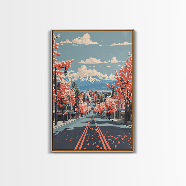 Nampa Travel Poster, Framed Canvas Print, Retro Travel Poster, City Wall Art, Watercolor Cityscape, Travel Prints, Modern Wall Decor