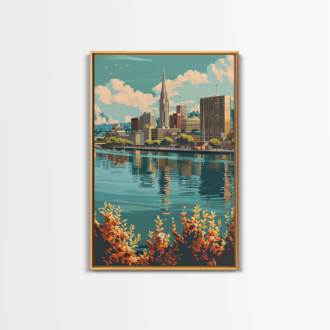 Oakland Travel Poster, Canvas Print, City Travel Poster, Travel Wall Decor, Living Room Wall Art, Gallery Wall Set, Travel Art Print
