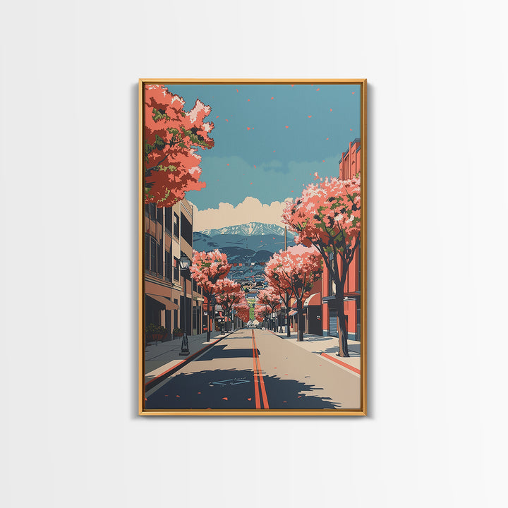 Pomona Travel Poster, Framed Canvas Print, Travel Wall Art, City Wall Art, Gallery Wall Set, Watercolor Cityscape, Modern Wall Decor