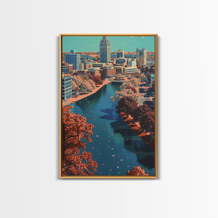 Raleigh Travel Poster, Framed Canvas Print, Travel Art Print, Modern Wall Decor, Home Office Decor, Travel Posters, Gallery Wall Set