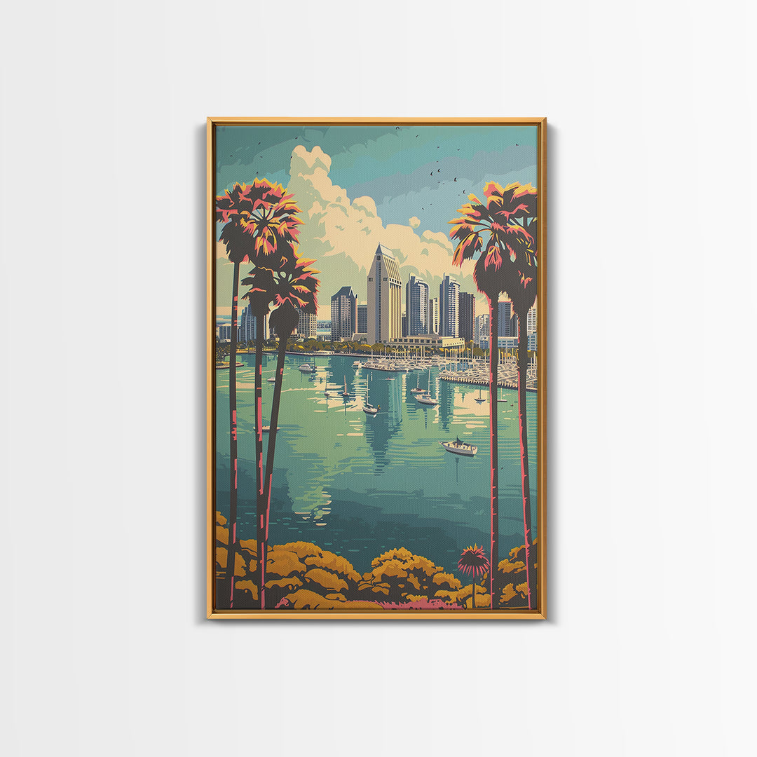 San Diego Travel Poster, Canvas Print, Travel Prints, Landscape Art, Poster Print, City Illustration, City Art Print, Vintage Poster
