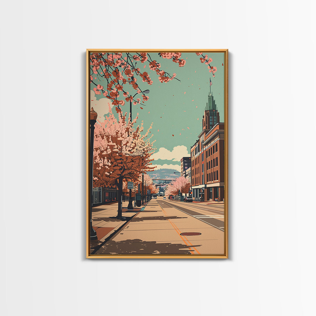 Spokane Travel Poster, Framed Canvas Print, City Travel Poster, Travel Wall Decor, Travel Wall Art, Modern Wall Decor, Travel Prints