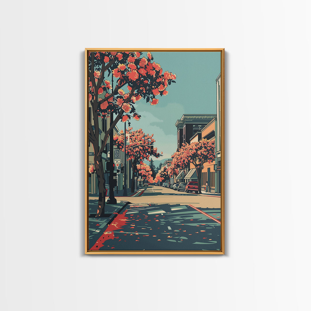 Sunnyvale Travel Poster, Canvas Print, City Travel Poster, Travel Wall Art, City Illustration, Mid Century Wall Art, Wanderlust Gift