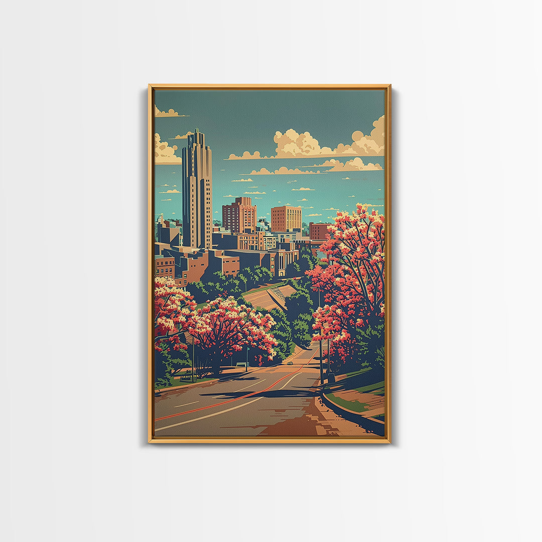 Tulsa Travel Poster, Framed Canvas Print, City Travel Poster, Travel Wall Art, Living Room Wall Art, Retro Travel Poster, Home Decor